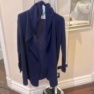 Cynthia Rowley 100% cashmere blue hooded cardigan size small